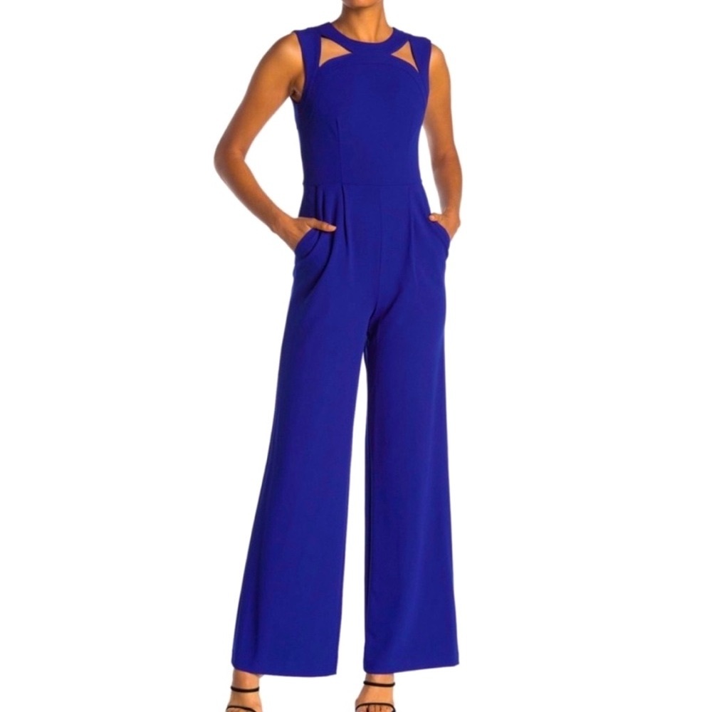 Calvin Klein CutOut Wide Leg Blue Jumpsuit Size 4